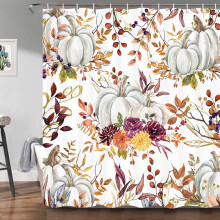 Sprchový závěs s dýní, design podzimní sklizně, 193x193 cm