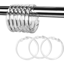 Clear Plastic Shower Curtain Rings, 12 pcs O-shaped Hooks with Easy Snap Closure – Compatible with Standard Shower Curtains
