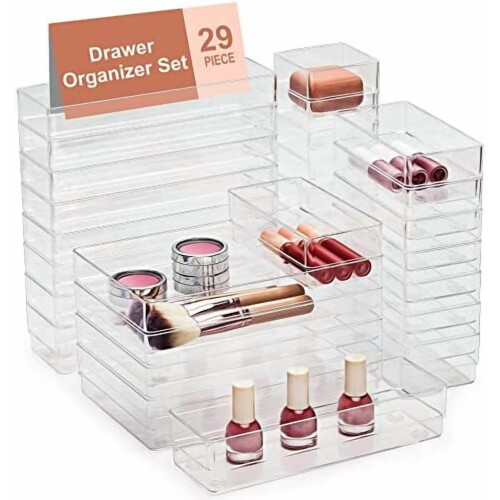 Set di organizer trasparenti per cassetti, 22 pezzi, 4 misure