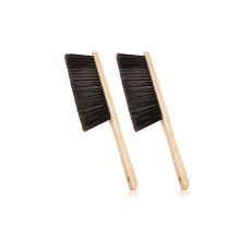 Ensemble de 2 brosses à poussière en bois avec long manche – Poils doux pour meubles d'extérieur, voiture, canapé, cheminée, vêtements –