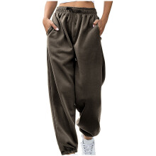lulshou Damesbroek Damesmode Casual Effen Broek met Elastische Taille Lange Rechte Broek Werkbroek