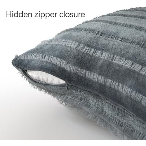 Fleece Pillow Cases with Zipper, 2 Pack 26x26 in Dark Grey 2