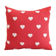 Geborduurde kussenhoes met hartmotief, rood, 18x18 inch
