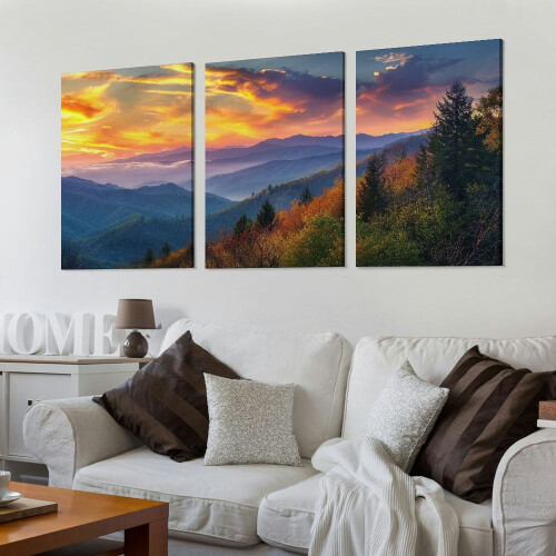 Σετ Τέχνης Τοίχου Great Smoky Mountain 12x16in 3 τεμάχια 1