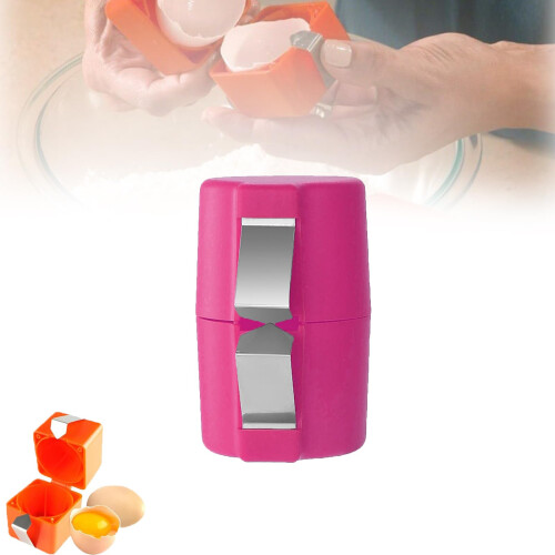 Egg Cracker and Separator Stainless Steel Kitchen Tool for Raw Eggs Pink – Fast Yolk Safe Use