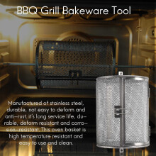Rotisserie Basket,14X18cm Stainless Steel Oven Roast Basket Baking Cage for BBQ Grill Bakeware Tool Air Fryer Grill
