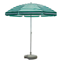 Waterproof Patio Umbrella 7.2 Feet Green Striped UV Protection with RustProof Ribs for Garden Deck Beach