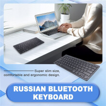 Russian Keyboard Ultra-Thin Wireless Keyboard, for IOS Android Windows Tablet / Laptop -Black