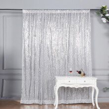 BalsaCircle 8 feet x 8 feet Silver Sequin Backdrop Curtain Wedding Party Photobooth Decorations