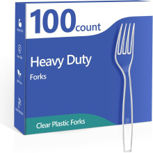 Plastic Forks, Clear Plastic Cutlery Forks, High Quality Disposable Forks, Bulk, BPA Free, Heat Resistant, Suitable for Parties, Events and Daily Use