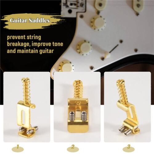 6 Roller Bridge Pull String Code Electric Guitar Saddle for Stratocaster Telecaster Electric Guitar Accessories Gold 1