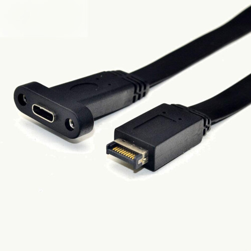 USB 3.1 Type C Front Panel Header Extension Cable,Type E to USB 3.1 Type C Cable,Internal Adapter Cable,with Panel(50cm) 1
