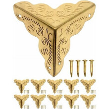 Antique Gold Brass Furniture Corners - 10-Piece Set for Box Fittings & Corner Protection
