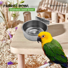 3-Piece Bird Feeder Cup Stainless Steel Feeder Cup Animal Cage Water Food Bowl S