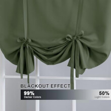 Blackout Tie-Up Curtains Bronze Green 42x63 in