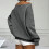 Dame Ensfarget Off-Shoulder Langermet Genser Grå XL 5