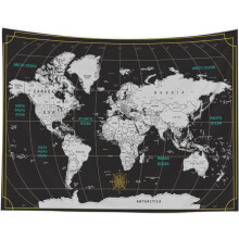 Tapisserie murale carte du monde – Polyester, 235 x 180 cm