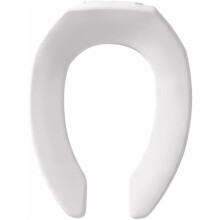 1955CT Commercial Open-Front Plastic Toilet Seat, Heavy-Duty Industrial, Elongated, White, Made in USA, Compatible with Standard Toilets