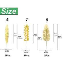 24 Stück Künstliche Blätter Gold Blätter Golden Tropical Plants Blätter für Hochzeit Haus Diy Dekorationen Zubehör