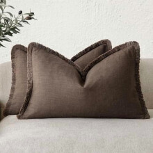 Fundas de almohada de algodón ramio con flecos, 45x45cm (paquete de 2)