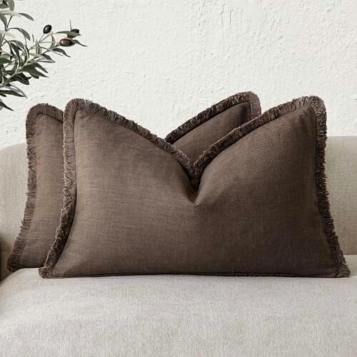 Örngott i ramibomull med fransar, 45x45cm (2-pack)