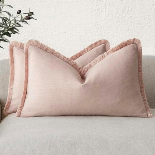 Örngott i ramibomull med fransar, 2-pack, 45x45cm