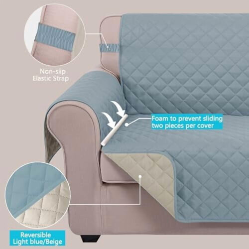 Reversible Sofa Cover for 2-Seater, Water-Resistant, 2