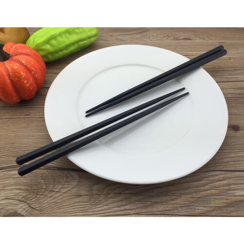 5 Pairs Black Hexagonal Plastic Chopsticks, 22.3 cm 1