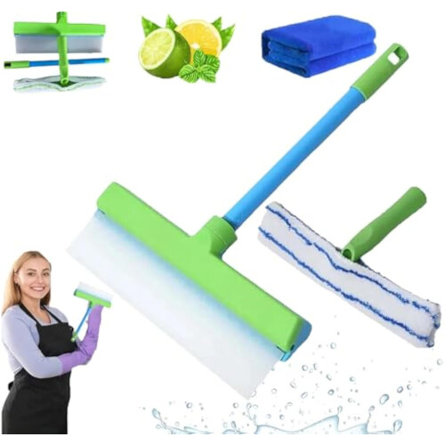 Kit de raclette à vitres 3 en 1 en silicone recyclable vert