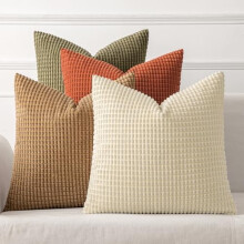 Fundas de almohada de pana estilo bohemio, 56 x 56 cm, juego de 4