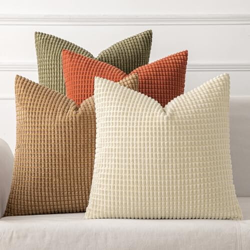 Capas de almofada de veludo cotelê, 56x56cm, conjunto de 4, design boho