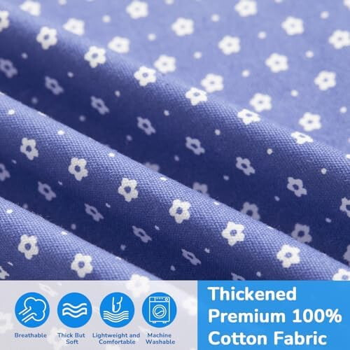 Women's floral cotton apron with 2 pockets, adjustable blue 1