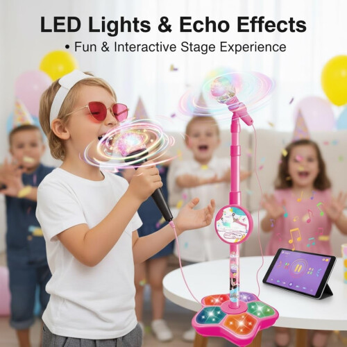 Kids Karaoke Microphone Toy with Bluetooth LED Echo Speaker 2