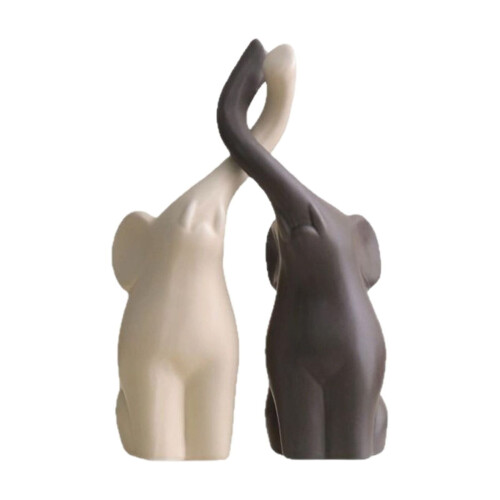 Decorative Elephant Pair Ceramic Sculpture Set 1