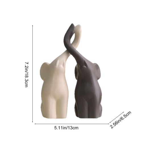 Decorative Elephant Pair Ceramic Sculpture Set 2