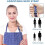 Women's floral cotton apron with 2 pockets, adjustable blue 3