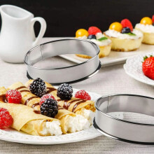 6-Pcs English Muffin Rings, 304 Stainless Steel Crumpet Rings, Non-Stick Double-Rolled Tart Rings for Baking Muffins, Pancakes & Pastry