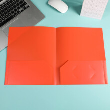 Teczka z dwiema kieszeniami i przegródką na karty, pomarańczowa, format Letter