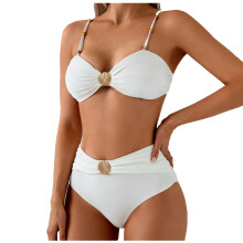 Damen-Badeanzug-Set, Alltagsbadeanzug, konservativer, zweiteiliger Bikini mit gepolstertem BH für den Strand.
