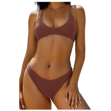 Kukoosong Dam Tvådelad Baddräkt Hög Midja Bikiniset med Vadderad Bralette Topp och Bekväma Nederdelar för Strandbadsemester