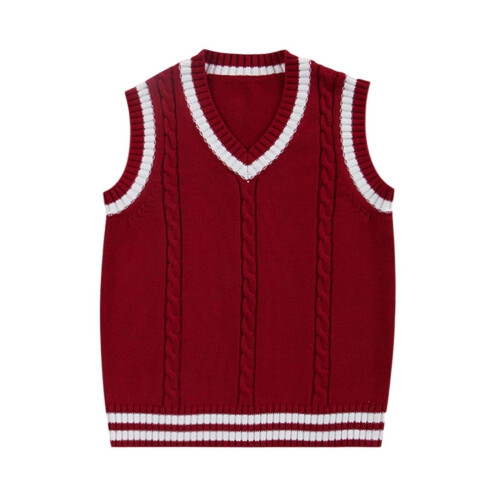 Pulls pour filles, gilets sans manches à col V, pulls chauds en maille, hauts en tricot