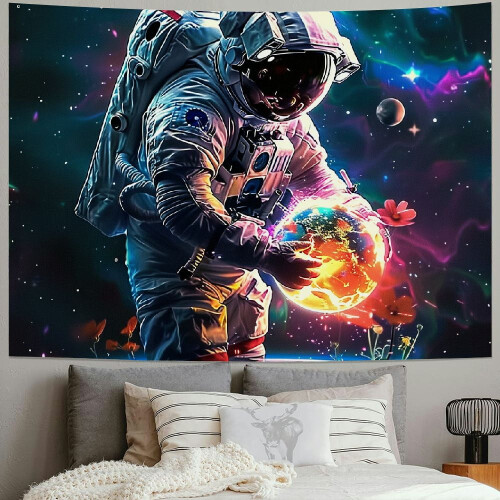 Ταπισερί Cool Space Astronaut, κρεμαστό τοίχου Galaxy 40x60in για υπνοδωμάτιο, κοιτώνα και σαλόνι 1