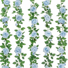 Guirlande de 5 roses artificielles blanches, 2 m chacune