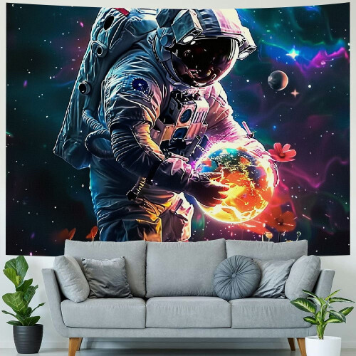 Ταπισερί Cool Space Astronaut, κρεμαστό τοίχου Galaxy 40x60in για υπνοδωμάτιο, κοιτώνα και σαλόνι 2
