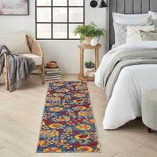 Home Aloha Navy Multicolor 2'3" x 8' Area Rug - Easy Clean, Non Shedding, Bed Room, Living Room, Dining Room, Kitchen (8' Runner)