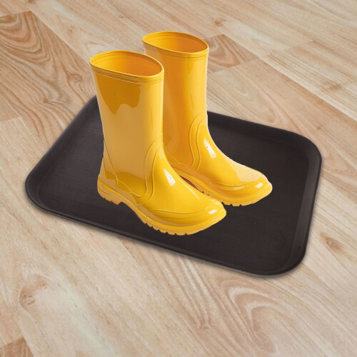 Bandeja retangular preta para sapatos, feita de plástico, multifuncional e à prova d'água (17,3 x 14 x 0,7 polegadas). 2