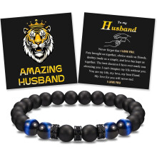 Pulseira elástica com contas para meninos e homens – Aniversário, Natal, Dia dos Namorados, Formatura, Dia dos Pais, Presente perfeito para a