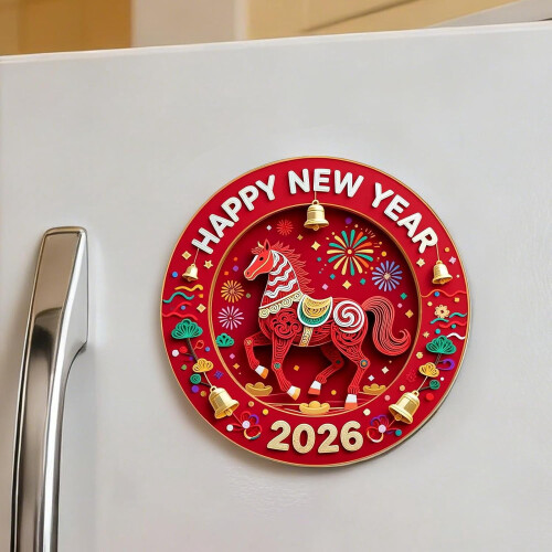 Σετ μαγνητών ψυγείου Horse 2026 (4 τεμάχια), αυτοκόλλητο Κινέζικης Πρωτοχρονιάς, 1
