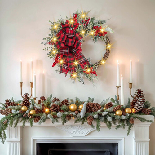 Couronne de Noël artificielle de 45 cm avec baies 2