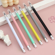 6Pcs Eraser Pencil for Teenagers Writing and Drawing Cylindrical Black